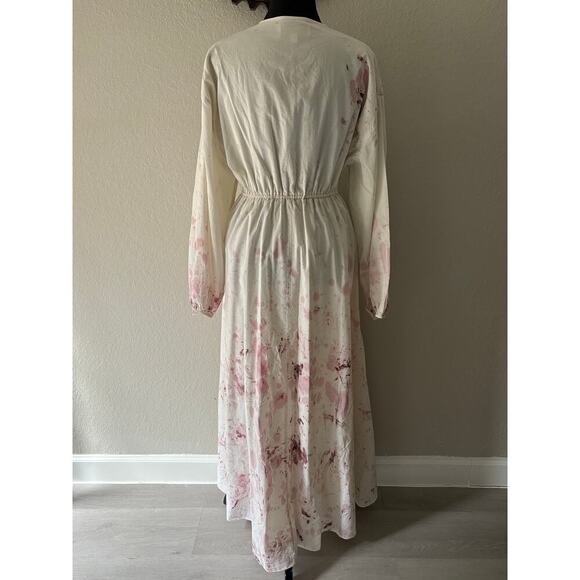 TEXTILE ELIZABETH & JAMES Peasant Dress Splatter Bone/Maroon SzM Cottage Prairie - Picture 2 of 9